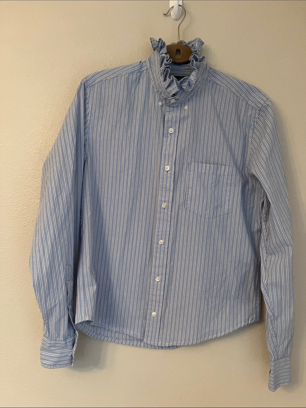 J.Crew Factory Ruffleneck Button-Up Top size S - Picture 2 of 5